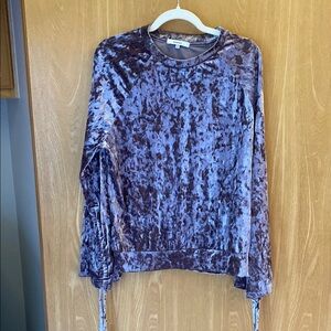 Ro & De Purple Crushed Velvet Long Sleeve Sweatshirt Hoodie